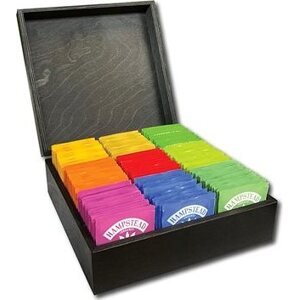 Hampstead Tea luxusná čierna drevená kazeta mix vrecúškových čajov 117 ks – 9 druhov