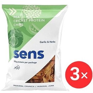 SENS Protein chipsy s cvrččím proteínom 3× 80 g, cesnak & bylinky